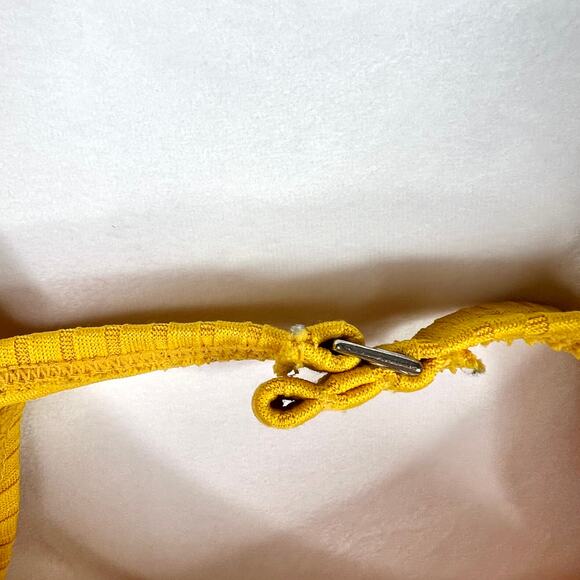 Xhilaration Mustard Yellow Ribbed Tie Knot Bikini Top Small - Picture 5 of 7